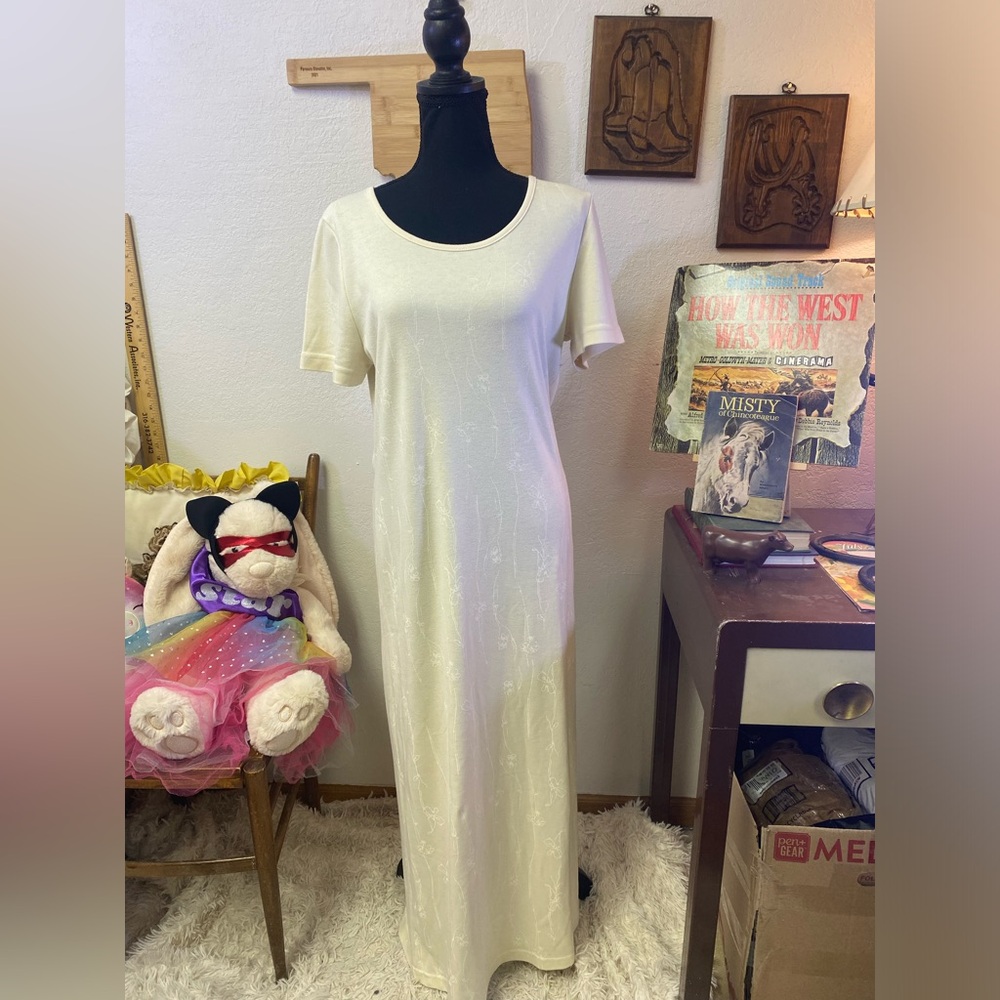 Vintage 90s Short Sleeve Floral Maxi Dress Yellow Phoebe Buffay Fairy Grunge Y2K